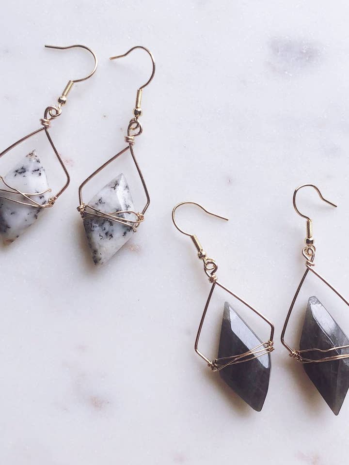 Labradoriet ruit oorbellen voor wholesale door Boho Breath