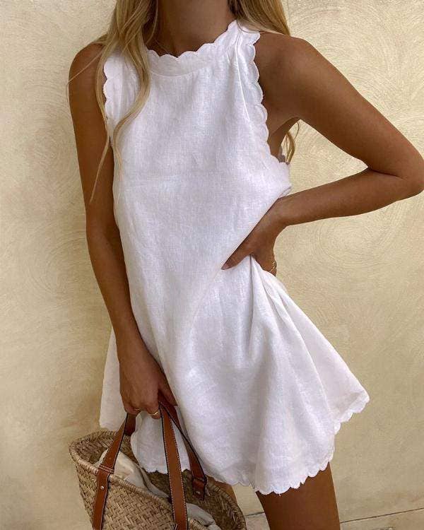 Fashion Combination - Wholesale Blouse - Women's - new scallop trim sleeveless casual dress8