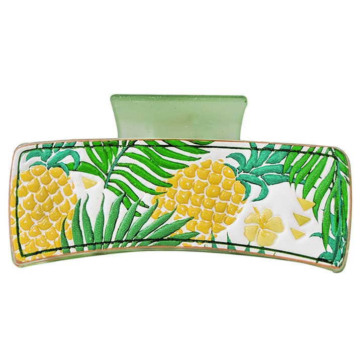 GRMT Pineapple Tropical Print Leather Hair Claw for wholesale on Faire1