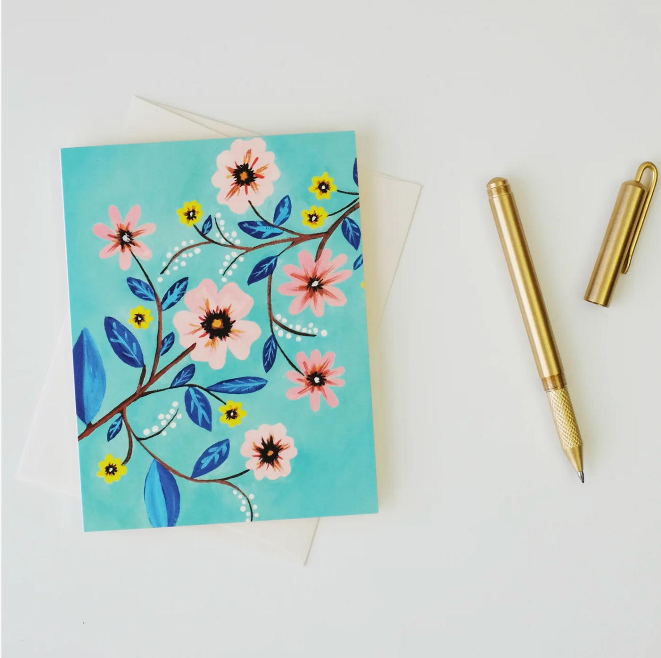 Paige & Willow - Vente Carte de vœux classique - Carte Florale Turquoise1