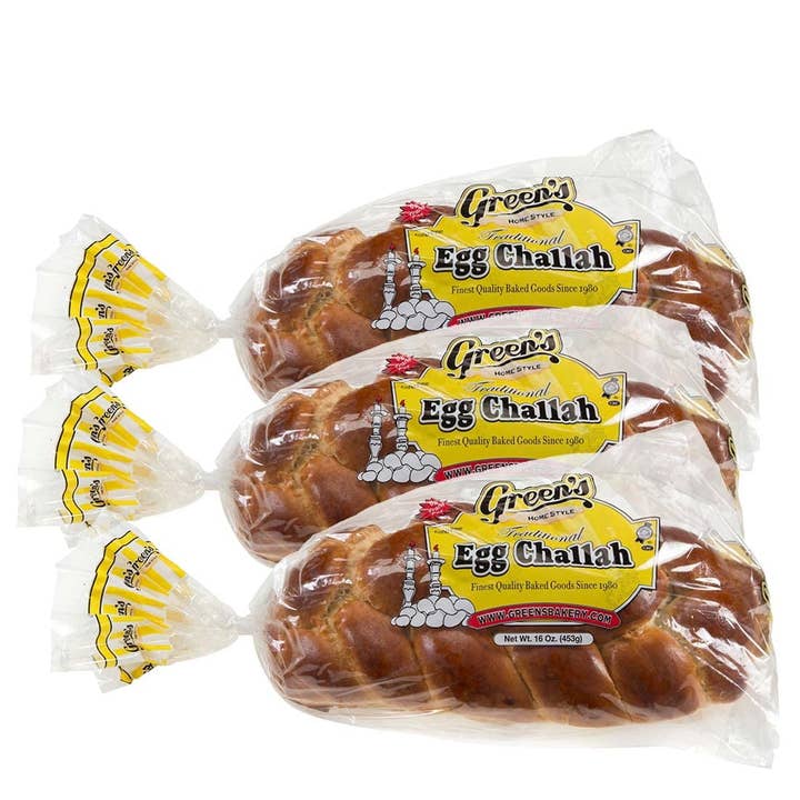 Green's Bakery Braided Egg Challah Bread, 3 Pack 16 oz for wholesale by Green's Babka