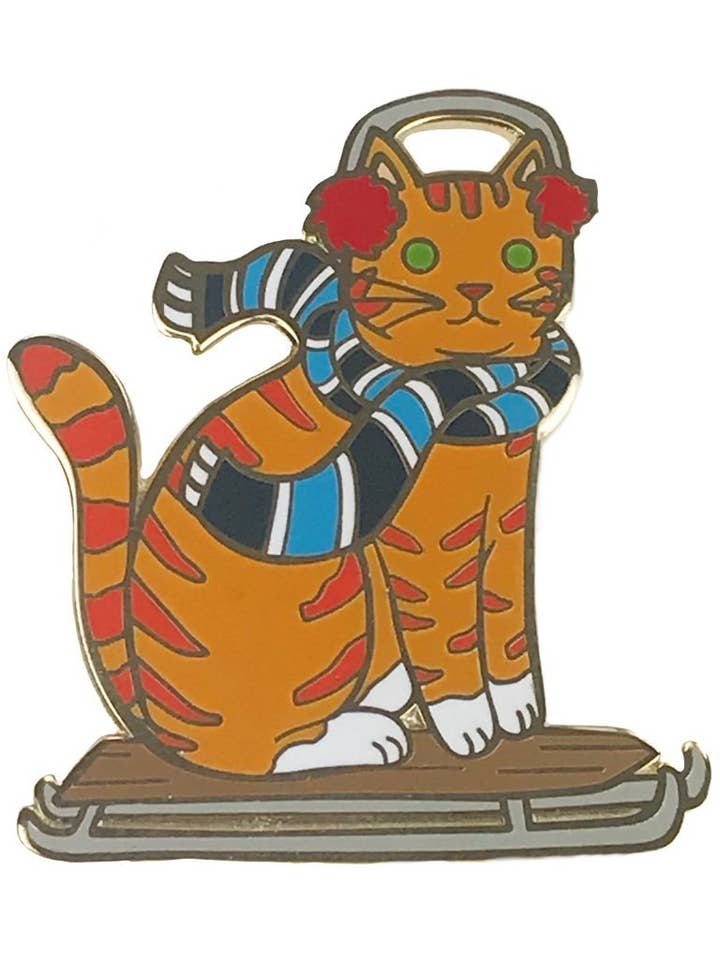 Sled Cat Enamel Pin for wholesale by Danielle V Designs