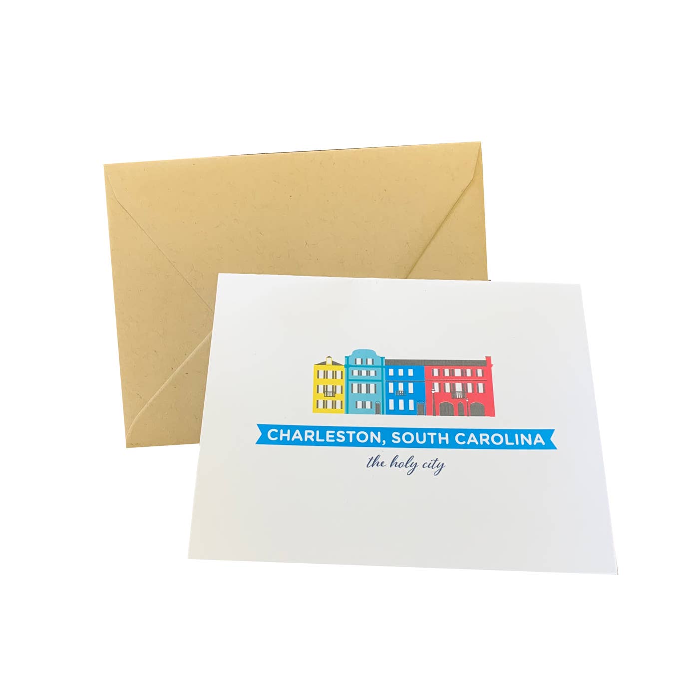 Dodeline Design - Vente Carte de vœux classique - Carte Charleston Rainbow Row (carte unique)