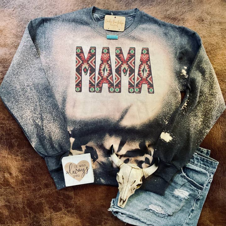Tribal Aztec MAMA Sweatshirt for wholesale by Ranchy Roan Boutique