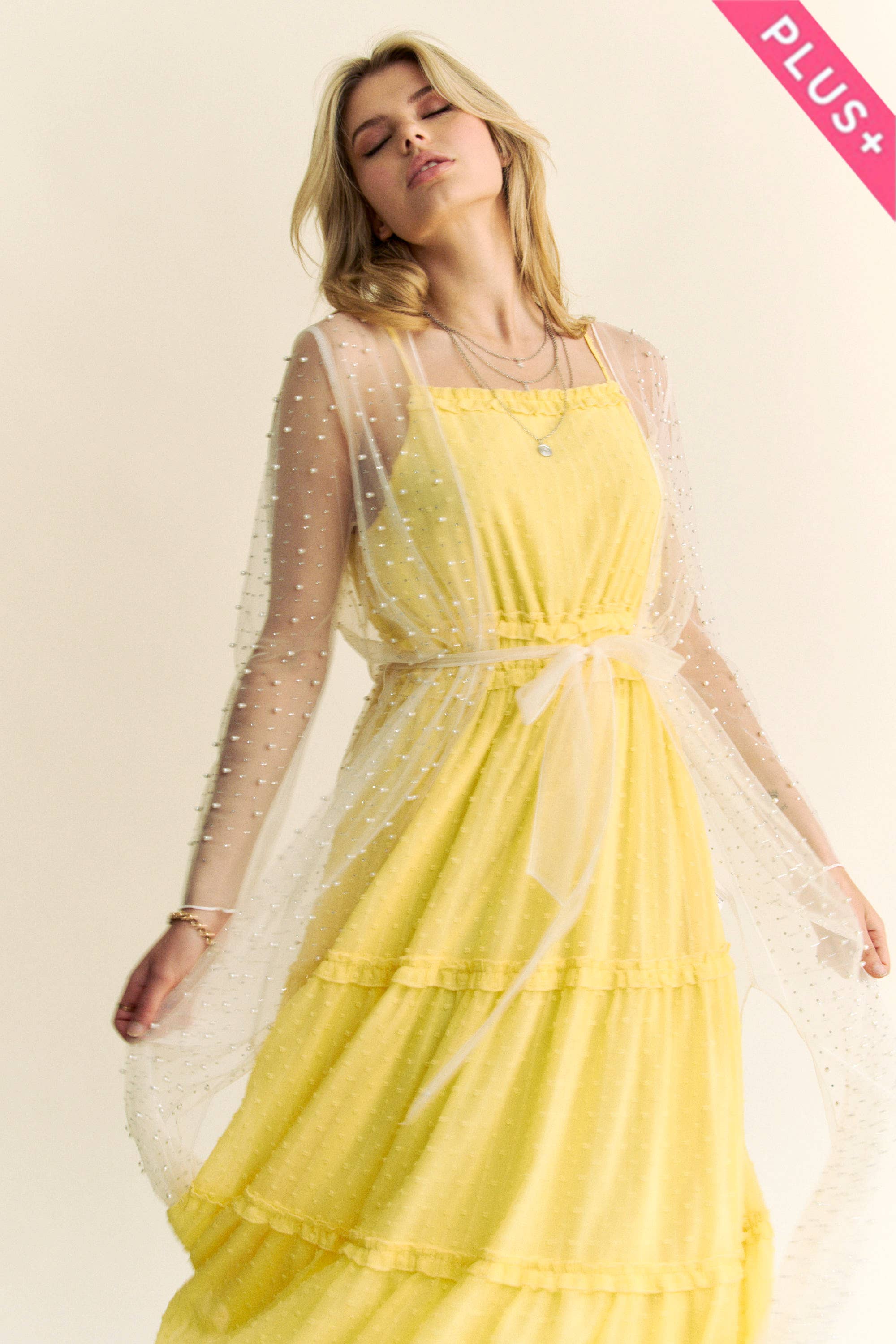 Davi & Dani – Großhandel Strickjacke – Damen – PLUS-Strickjacke mit Mesh, Perlen, Strass und offenem Vorderteil zum Binden7