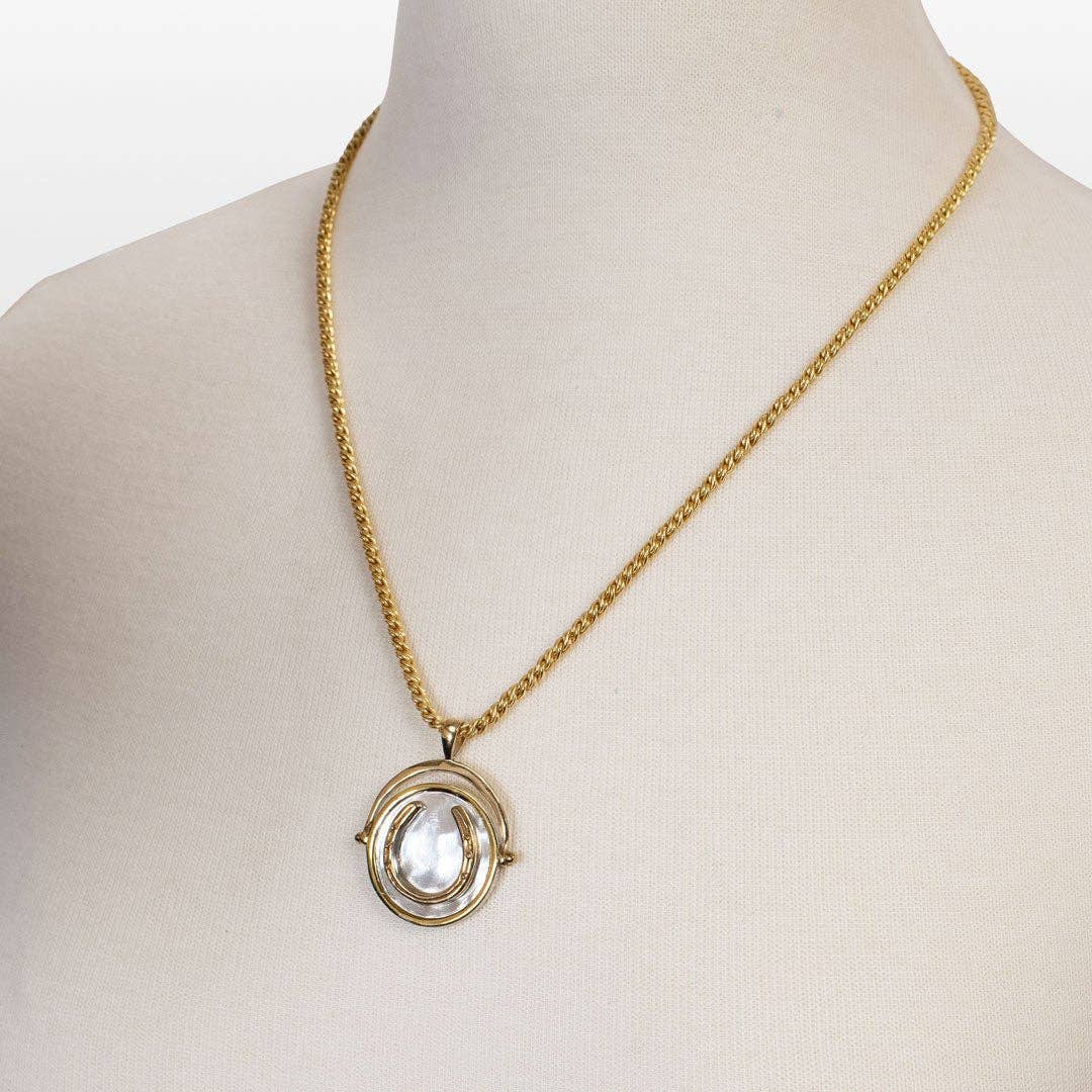 URBAN-EQUESTRIAN - Wholesale Pendant/Charm Necklace - Cody - Two Tone Crown Coin Horseshoe Necklace6