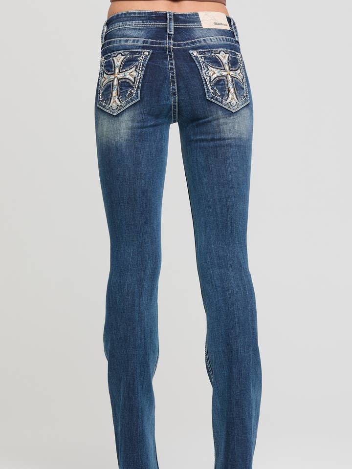Broderie Croisée Plus Bootcut| PB-51948 pour la vente par Grace in LA