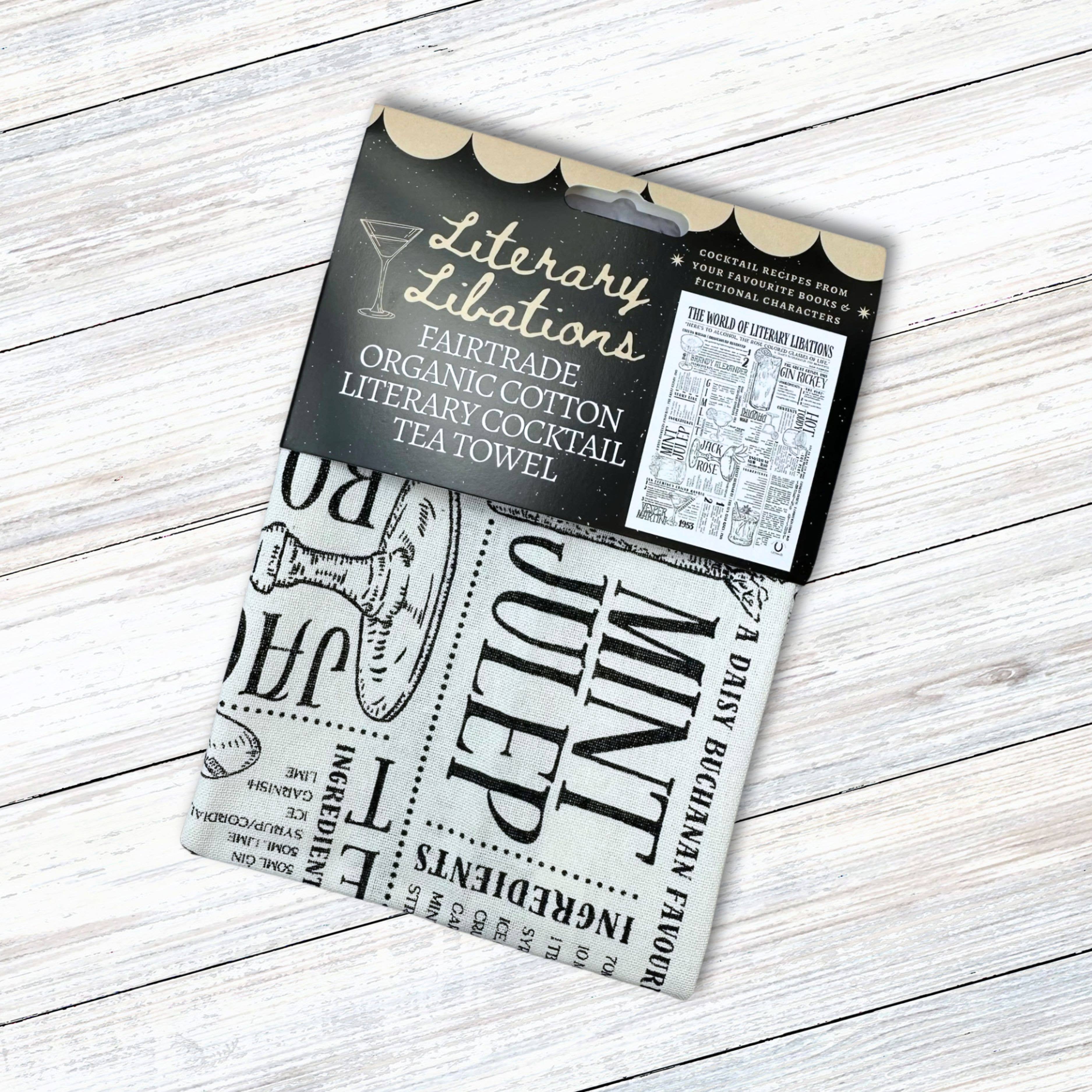 GiftSmith - Venta al por mayor Paños de cocina - Literary Libations: paño de cocina de algodón Fairtrade para cócteles7