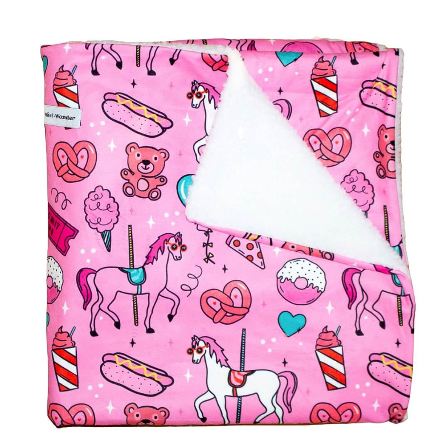Woof & Wonder - Wholesale Pet Blanket - Dog - Pink Carnival Dog Blanket with Warm Sherpa Fabric3
