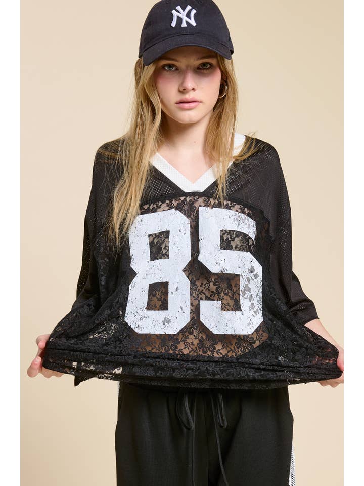 Mimosa - Wholesale T-Shirt (Graphic) - Women's - 85 Graphic Jersey Top with Lace Contrast3