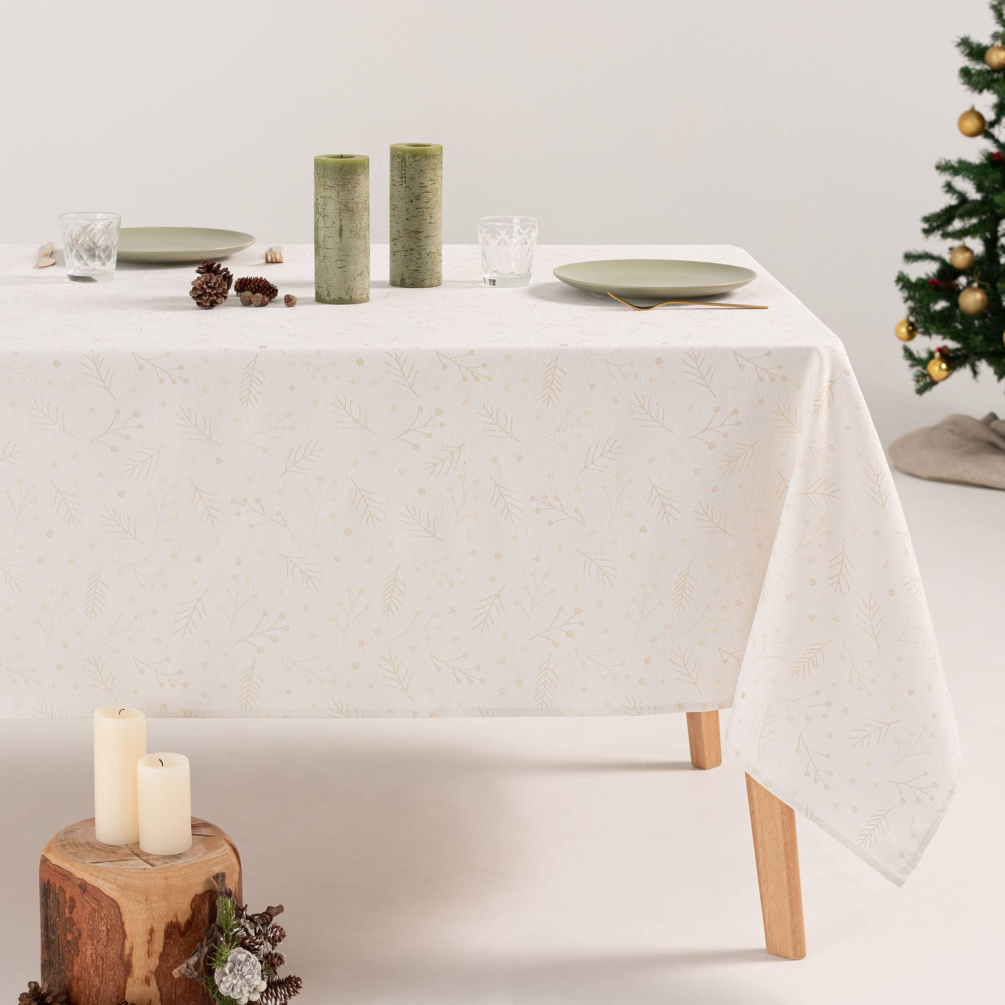 GAMUSI - Vente Nappes - Nappe de Noël en coton jacquard BERRIE4