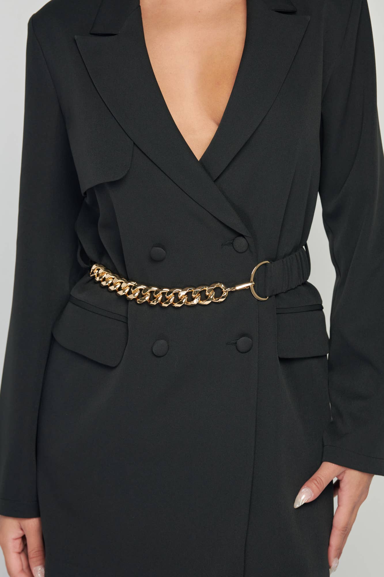 PRIVY - Vendita all'ingrosso Giacca - Donna - ABITO GIACCA BLAZER CON CINTURA A CATENA ORO LUX14