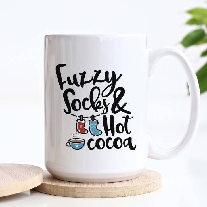 Heart & Willow Prints - Wholesale Coffee Mug - Fuzzy Socks and Hot Cocoa Winter Ceramic Mug
