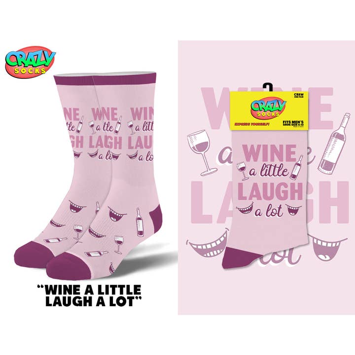 Crazy Socks - Wholesale Socks - Women's - Wine A Little - Womens Crew Folded