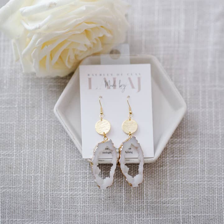 LEVY Boutique - Wholesale Dangle Earrings - Druzy Drops, White