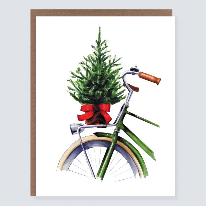 Vintage Bicycle Christmas Card for wholesale by Morgan Swank Studio