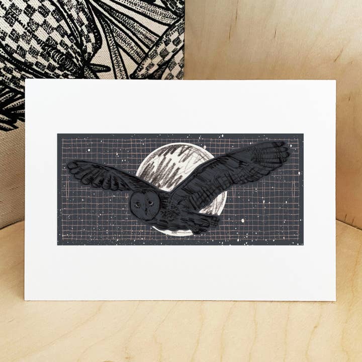 Impression d'un oiseau de nuit au format A3/Art de la chouette des clochers/Art animalier britannique pour la vente par Aimee Mac Illustration / Stationery & Prints