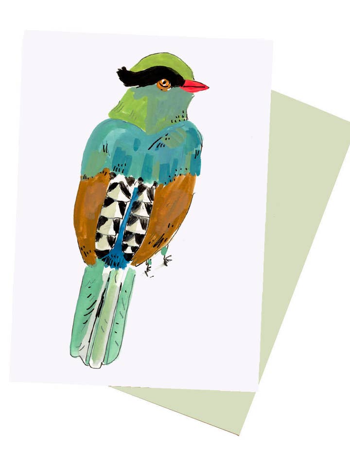Teal kingfisher notecard for wholesale by ELIZABETH GRAEBER art + illustration