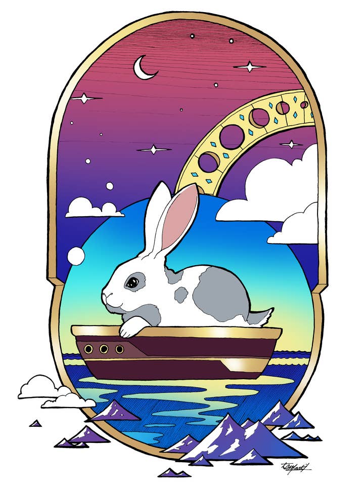 4" klistermærke: Bunny Dreams for engroshandel hos Indi Martin Art