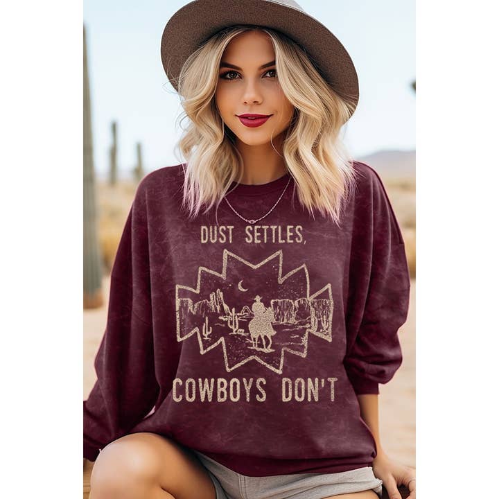 HRTandLUV - Wholesale Graphic Sweatshirt - Women's - DUST SETTLES COWBOYS DON T MINERAL GRAPHIC SWEATWHIRTS