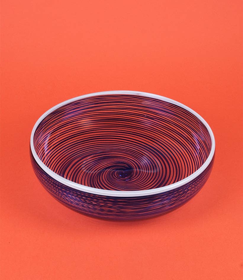 Barbablanca Glassworks - Wholesale Decorative Plate/Dish/Bowl - Ciotola Blu Hand-Blown Spiral Glass Bowl2