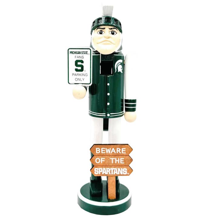 12" Michigan State Beware of the Spartans Nutcracker for wholesale by Santa’s Workshop Inc.