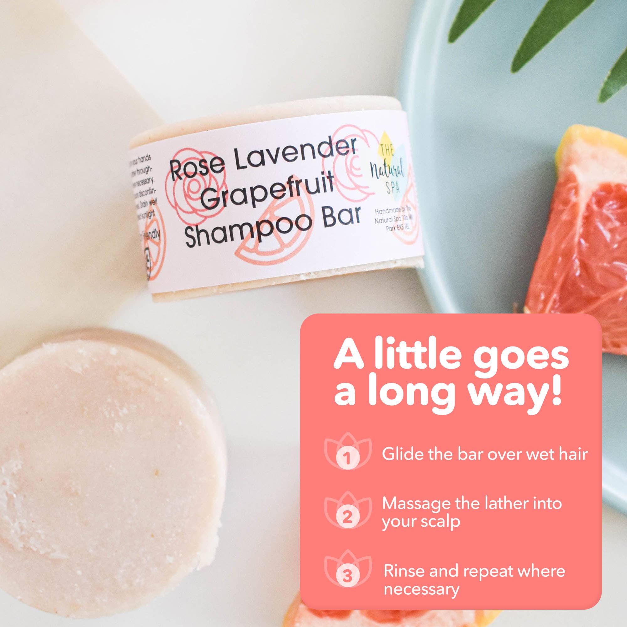 The Natural Spa Cosmetics - Wholesale Shampoo Puck/Solid Shampoo - Rose, Lavender, Grapefruit Shampoo Bar2