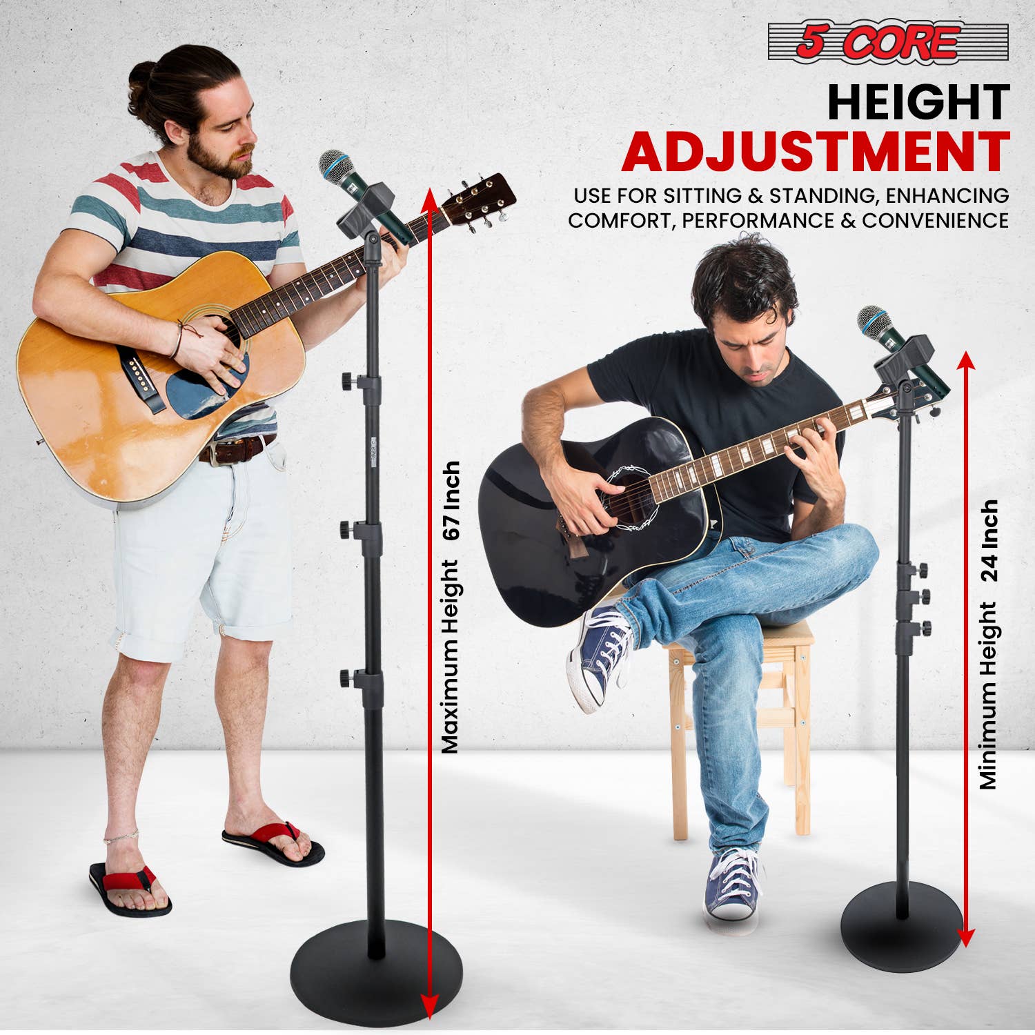K Cube Inc - Wholesale Music Accessory - 5Core Microphone Stand Round Base Adjustable Mic Mount1