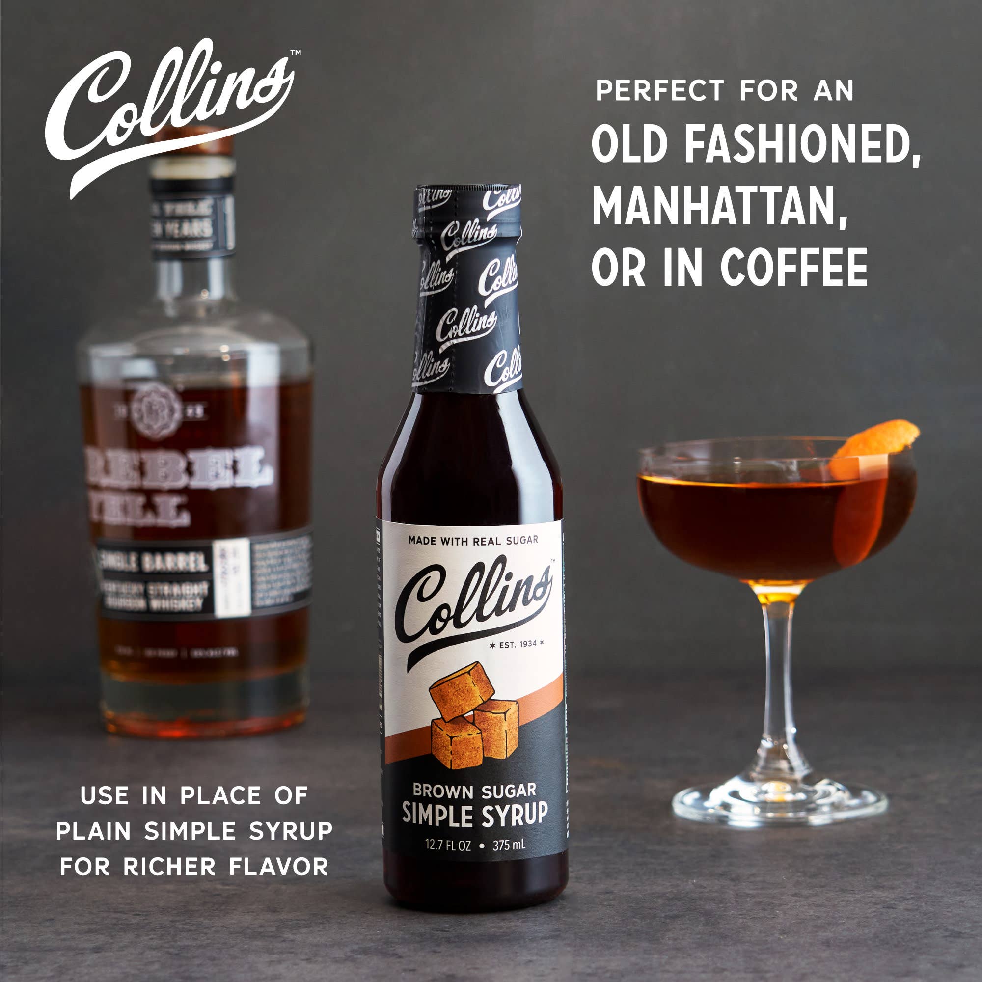 Collins - Wholesale Cocktail Mix/Syrup - Real Brown Sugar Cocktail Simple Syrup 12.7 oz1