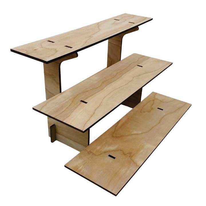 Torched Displays - Wholesale Retailer Display Stand/Case - 3-Tier Retail Table Display Straight Stand with Shelves