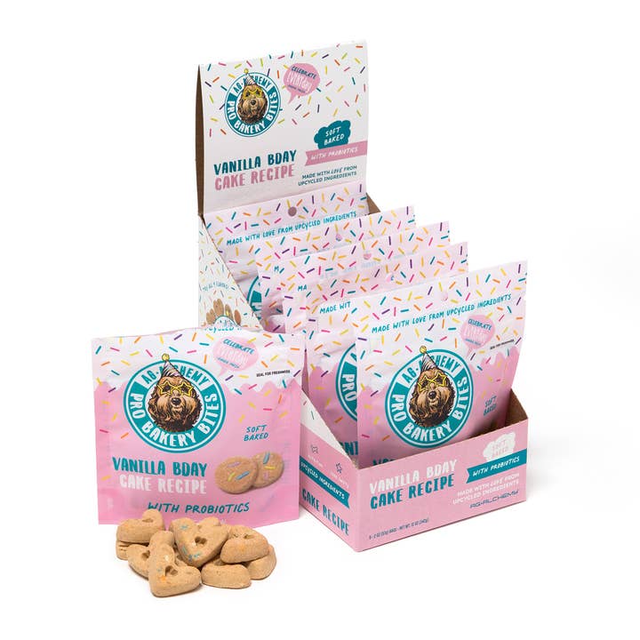 Ag-Alchemy Animal Nutrition - Wholesale Pet Treats - Dog - Vanilla BDay Cake 2oz Carton