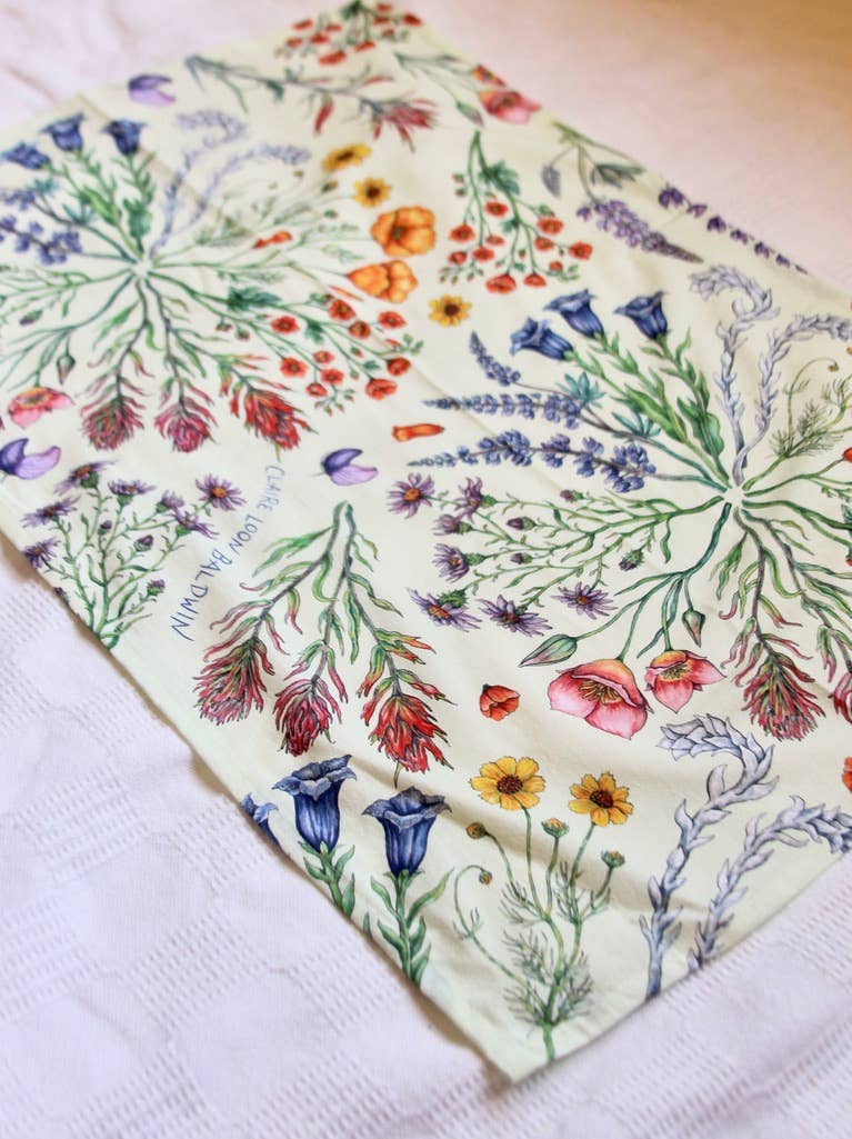 Claire Loon Baldwin Illustration - Wholesale Tea Towel - Wildflower Color Wheel Tea Towel1