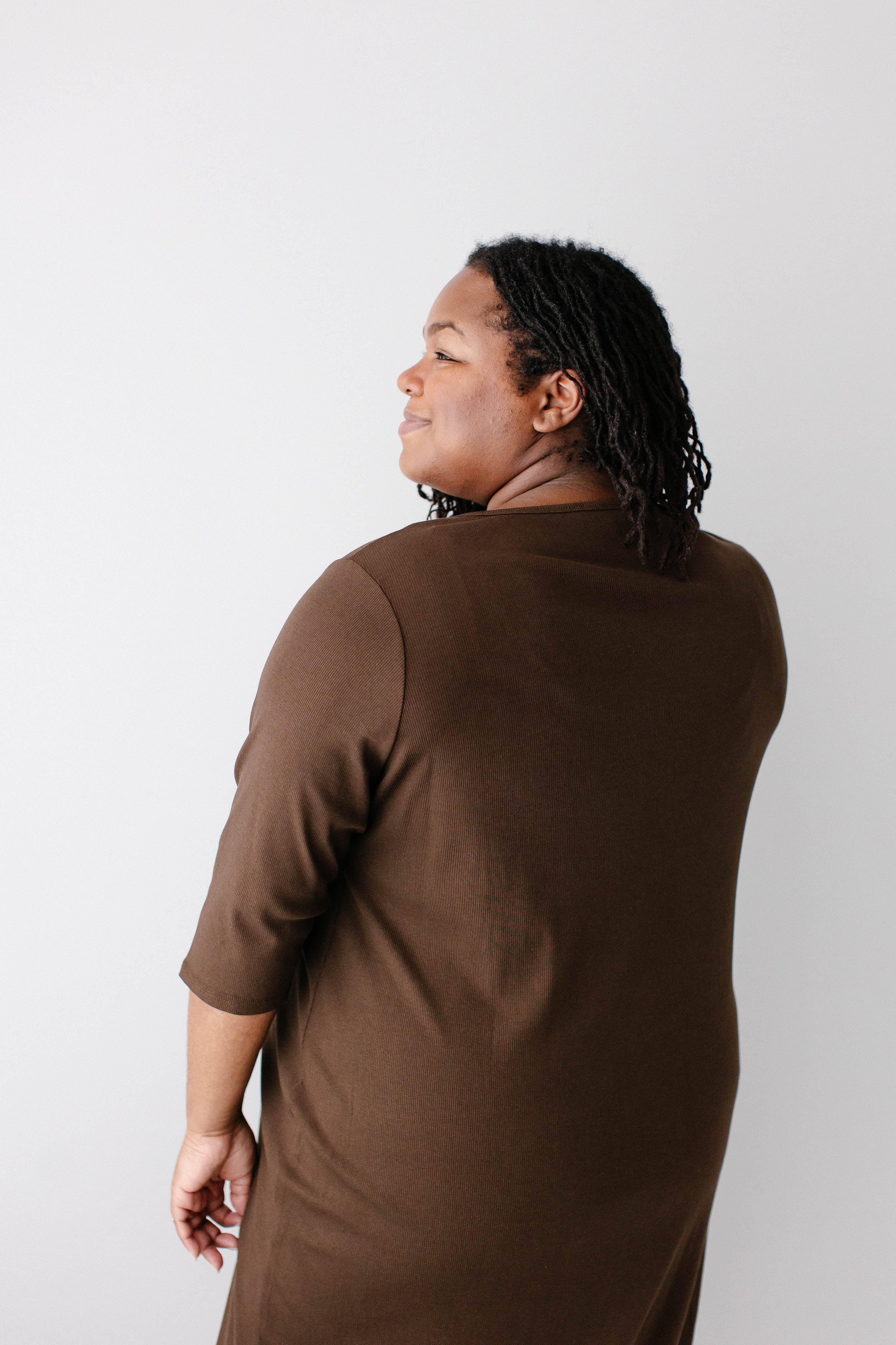 The Main Street Exchange - Wholesale Dress - Women's - 'Constance' 3/4 Sleeve Ribbed Midi Dress FINAL SALE14