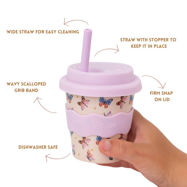 Chino Club - Wholesale Drinking glass/cup – Kids & Baby - Butterfly Babychino Cup 4oz3