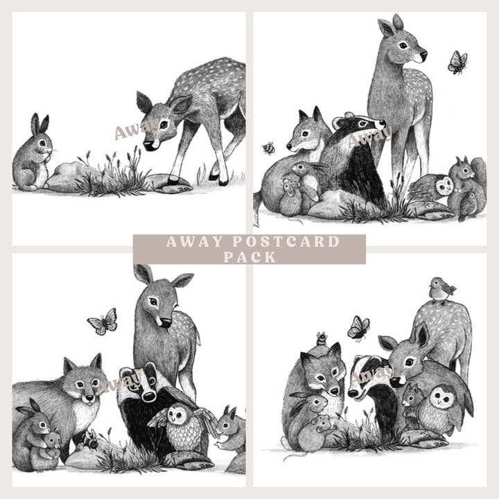 Woodland animal postcards pack for wholesale by Eco-Able Ltd