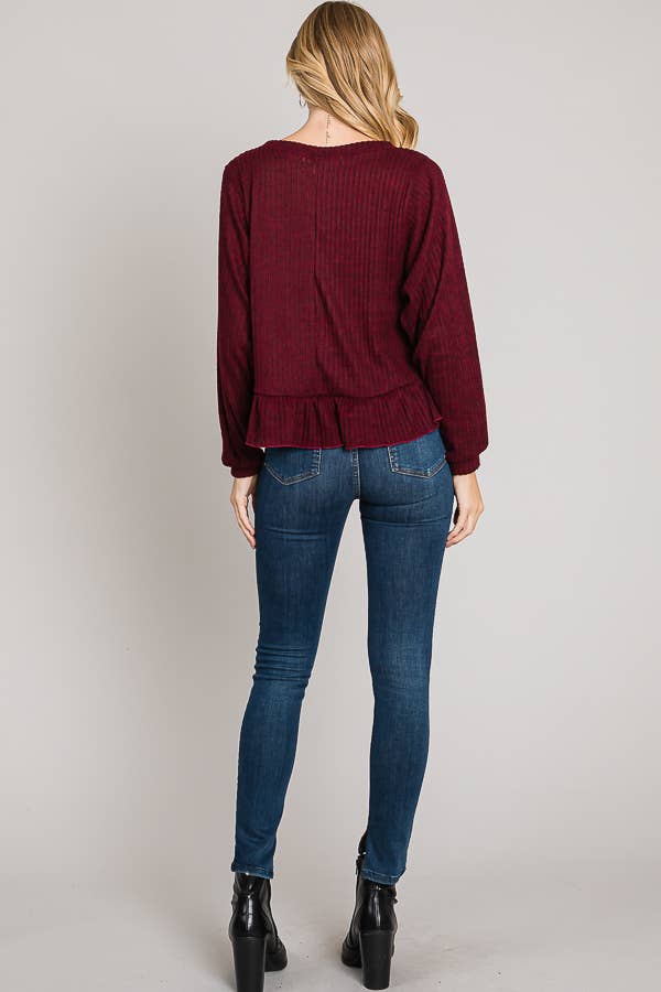 Cerule - Vendita all'ingrosso Top in maglia - Donna - Top a maniche lunghe con orlo increspato7