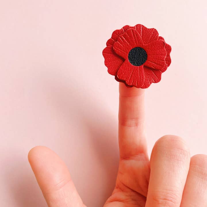 du vent dans mes valises - Wholesale Brooch - Handcrafted poppy brooch, upcycled leather flower4