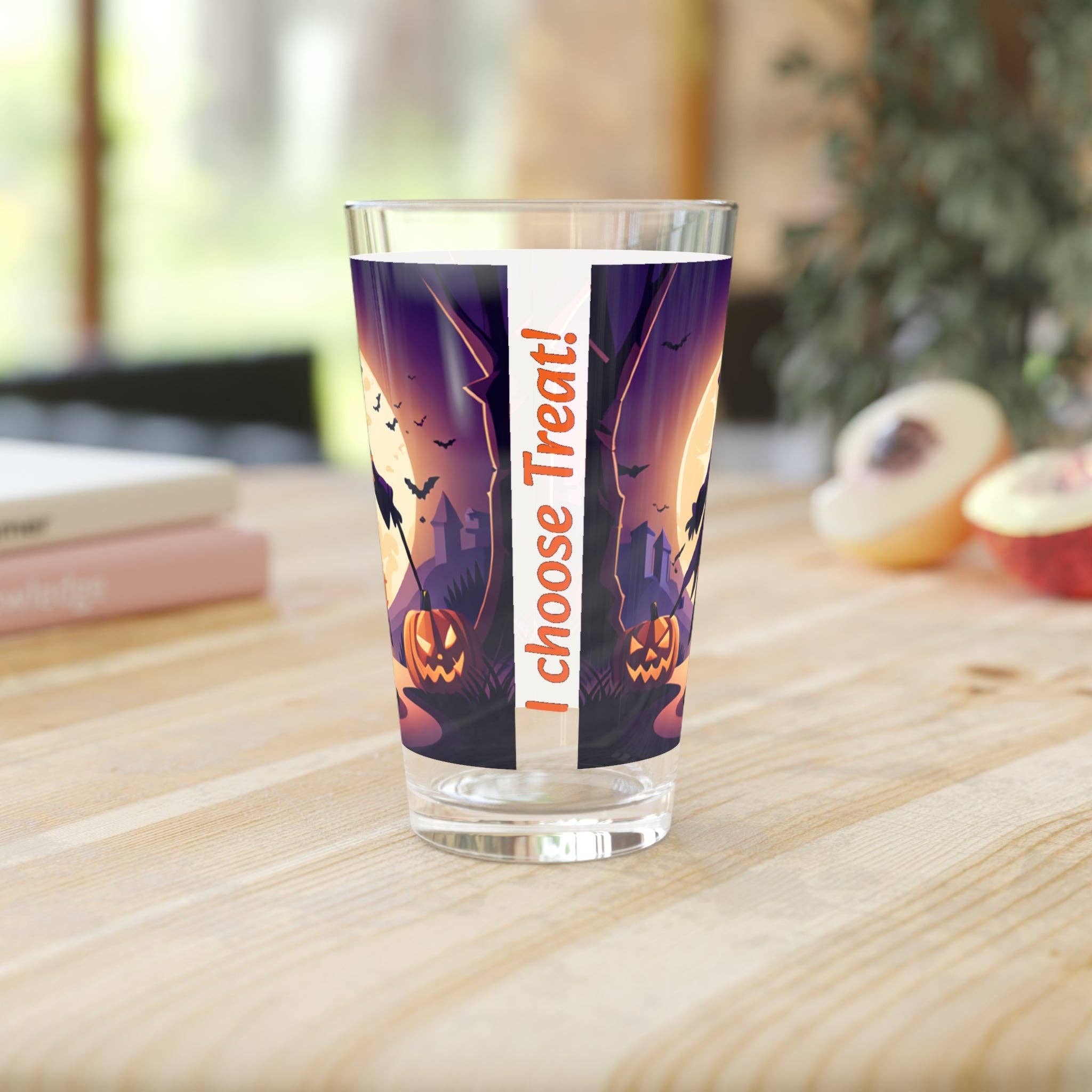 See Joy Creative – wholesale Drinking glass/cup – Halloween Witch Trick or Treat Pint Glass, 16oz5