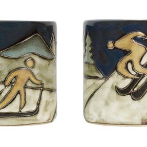 Mara Stoneware Skiers Mug for wholesale by Galleyware
