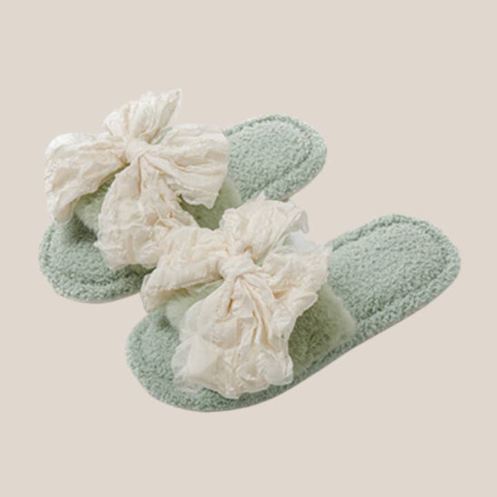 DrifWoo - Wholesale Slippers – Women's - Terry Bow Slippers for Women – Soft Bridal Guest House Shoes1