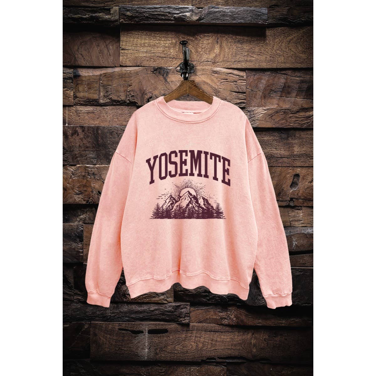 VINTAGE POINT USA - Wholesale Graphic Sweatshirt - Women's - SWD385-V8518 YOSEMITE MOUNTAIN GRAPHIC MINERAL SWEATSHIRT