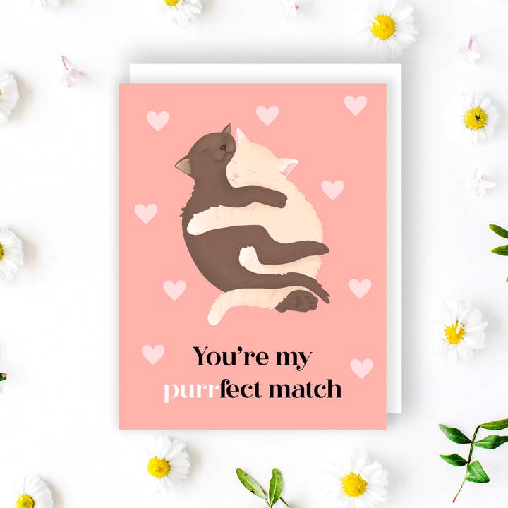 Carte d'anniversaire You're my Purrfect Match pour la vente par Lines by Sarah