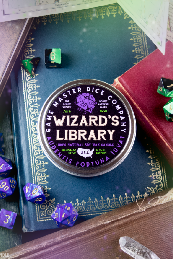 Game Master Dice - Vente Bougies de voyage - Bougie de jeu Bibliothèque du Sorcier8