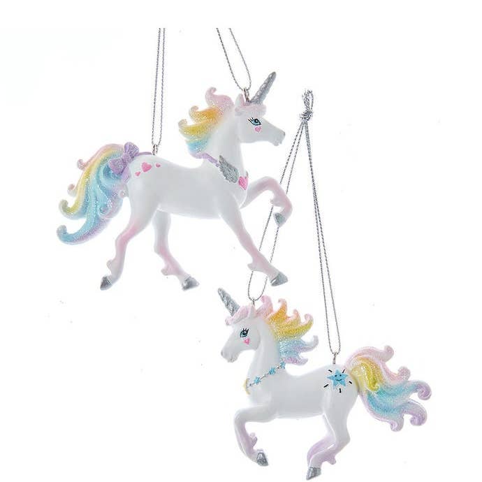 Décorations en forme de licorne debout, 2 assorties pour la vente par Kurt S. Adler, Inc.