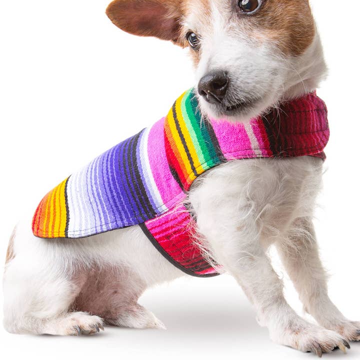 Baja Ponchos - Wholesale Pet Poncho - Dog - Dog Poncho From Mexican Serape Blanket - Pink2