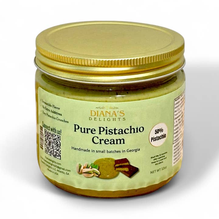 CRÈME DE PISTACHE, 50% pistache, crème de pistache au chocolat de Dubaï pour la vente par Diana's Delights LLC