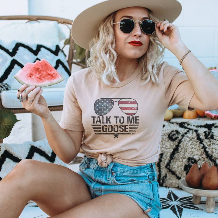 Trendznmore - Modern Graphic Apparel - Wholesale Screen Printed T-Shirt - Women's - Talk to me Goose Patriotic T-Shirt2