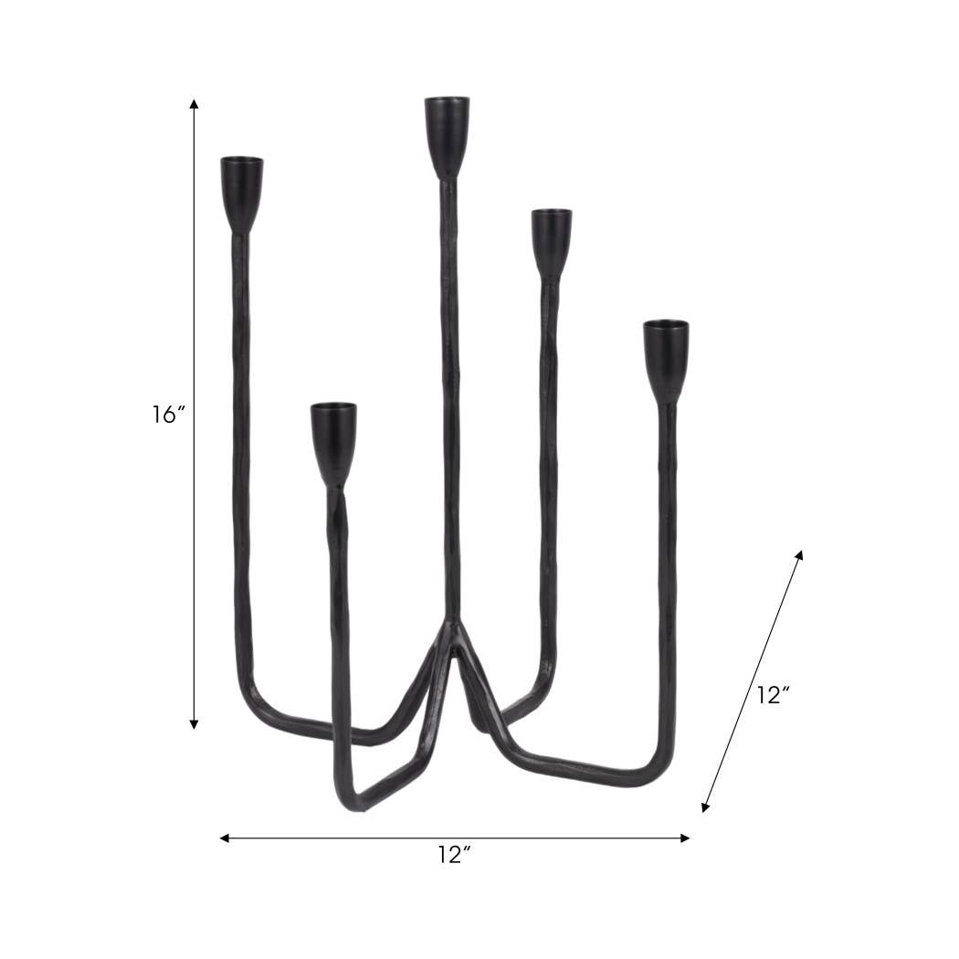 Sagebrook Home - Wholesale Candle Holder - Metal Forged 5-Taper Candle Holder - Black, 16 in.2