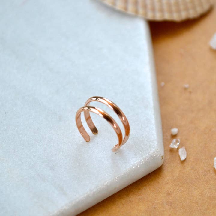 Hooked Ear Cuff - handmade double line cuff earring for wholesale by Foamy Wader