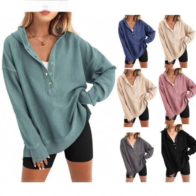 Masyal - Wholesale Hoodie - Women's - Hoodie Autumn Winter Solid Color Raglan Sleeve Sweatshirt8